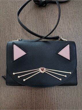 KATE SPADE Winni Jazz Things Up Black Cat Kitty Crossbody Wallet Purse Bag NWOT